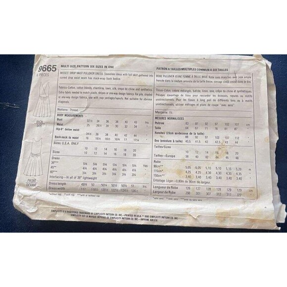 Simplicity It's So Easy 9665 Drop Waist Pullover Long Dress Sz 10 to 20 - Picture 4 of 7